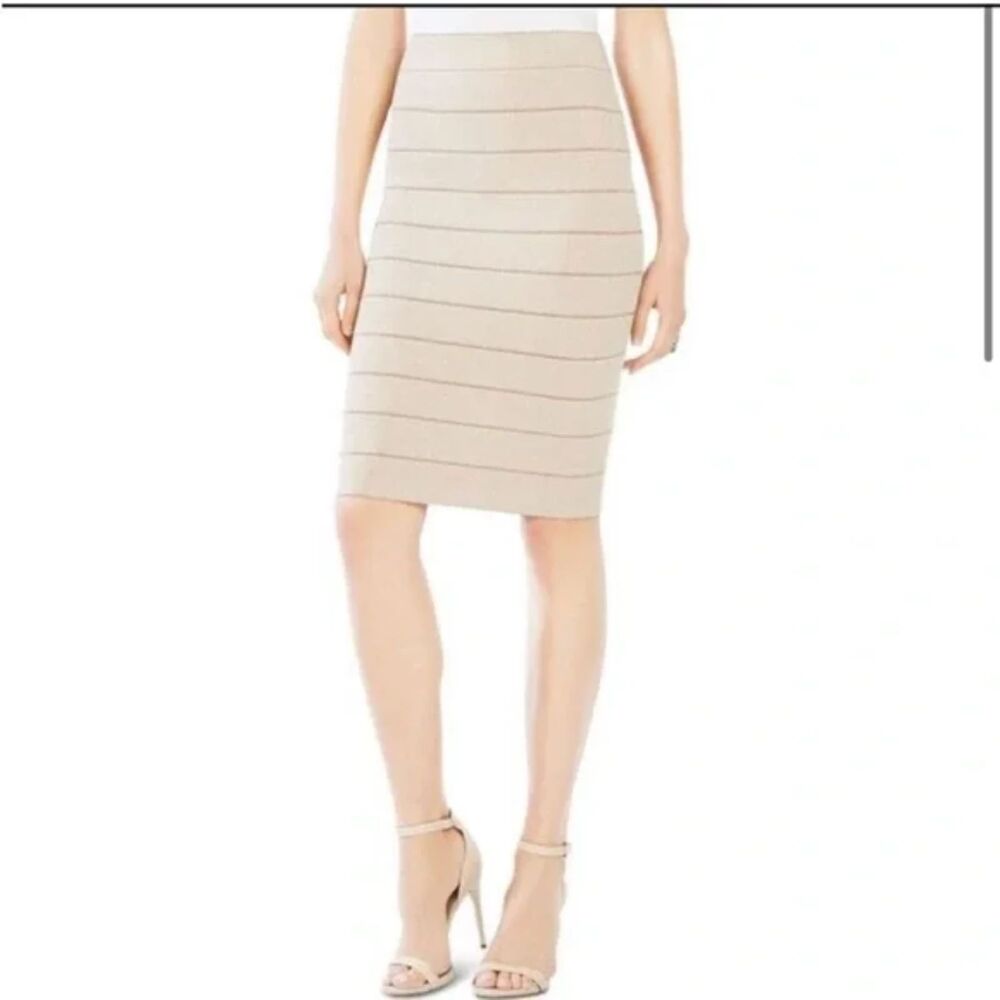 BCBGMAXAZRIA Alexa High Waist Neutral Bandage Business Casual Skirt NWT  M